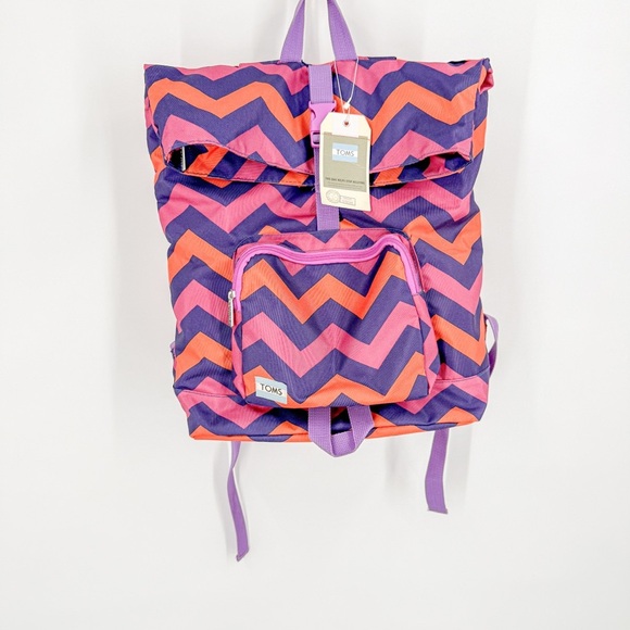 Toms Purple and Orange Chevron Backpack - Picture 1 of 3